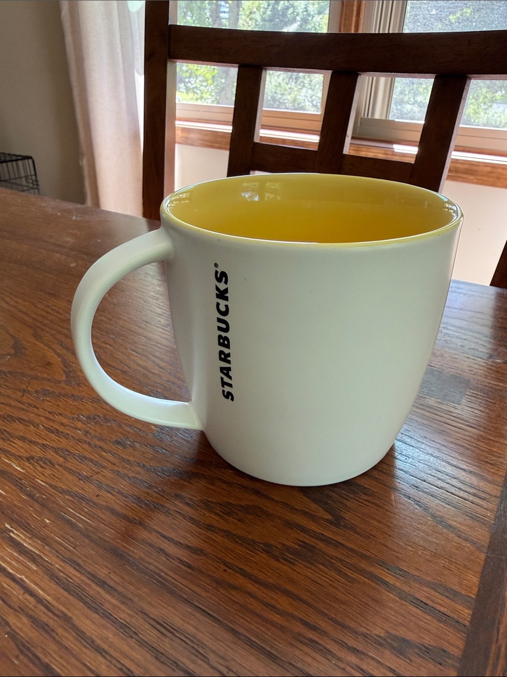 Starbucks White Mug with Yellow Interior - Bold Logo